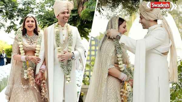 Congratulations to Ragh-Neeti on their wedding: The first look of the couple's wedding photos came out, Parineeti wore an off-white colored lehenga.